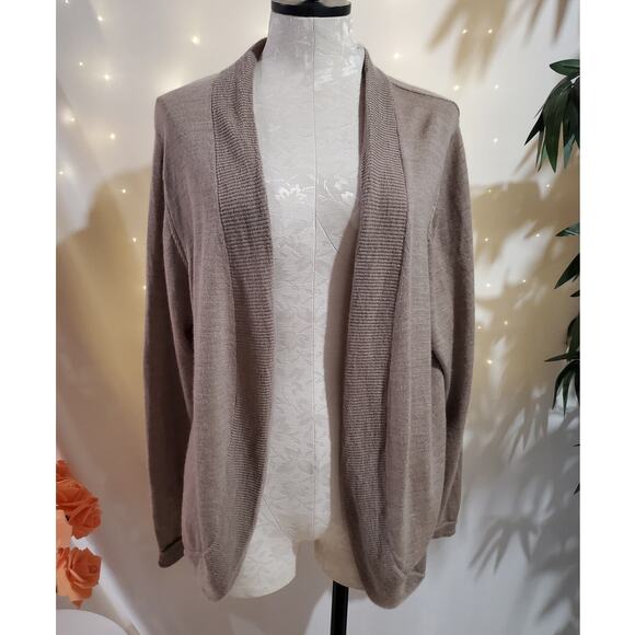 Coldwater Creek Wool Open Knit Cardigan Sweater Womens Size 2X Light Beige Tan - Picture 1 of 9